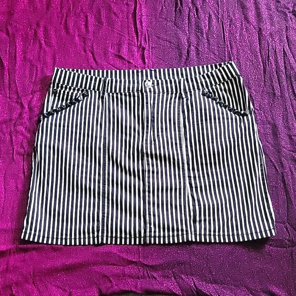 Sourpuss B + W Striped Miniskirt